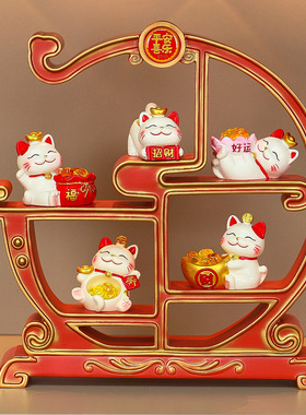 卡通喜旺招财猫开业乔迁新居礼品创意可爱招财猫玄关客厅家居摆件