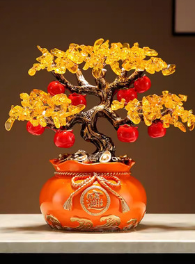 新中式招财进宝发财树摆件办公室客厅电视柜乔迁开业装饰礼品礼物