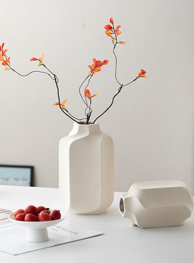 ins磨砂陶瓷插花花瓶创意简约客厅现代家居插花器装饰品摆件