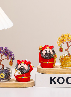 水晶树摆件树脂公仔办公室装饰礼物钟馗送同事礼品工位小摆件新款