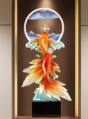 新中式年年有鱼创意流沙画摆件入户玄关电视柜装饰品乔迁新居礼物