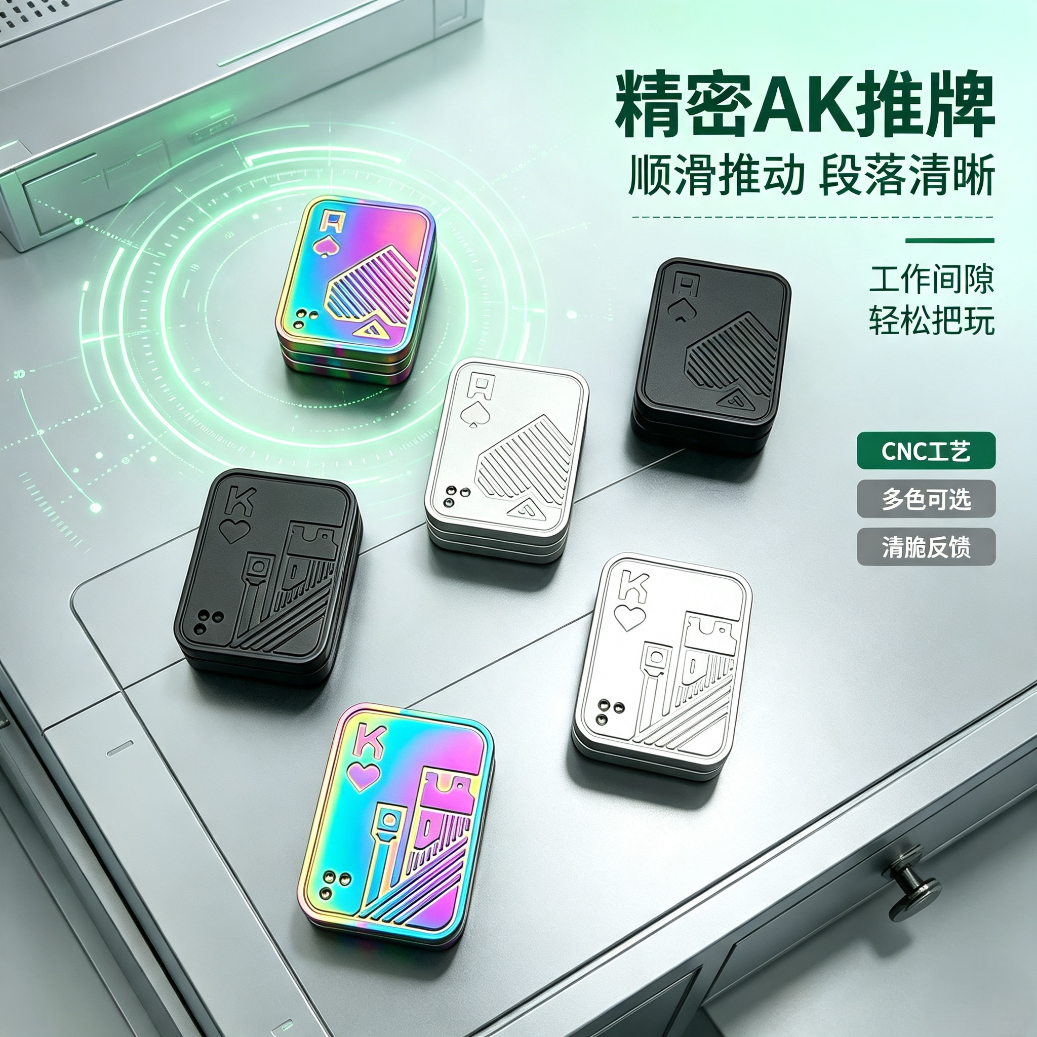 EDC推牌段落3.0扑克推牌三层啪啪牌币指尖陀螺玩具黑科技解压edc