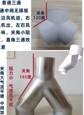 y型排风管三通浴霸100排气铝箔气管风管PVC接头150抽油烟机通风