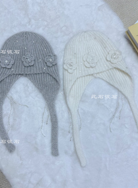 气质满钻护耳帽雪地氛围感