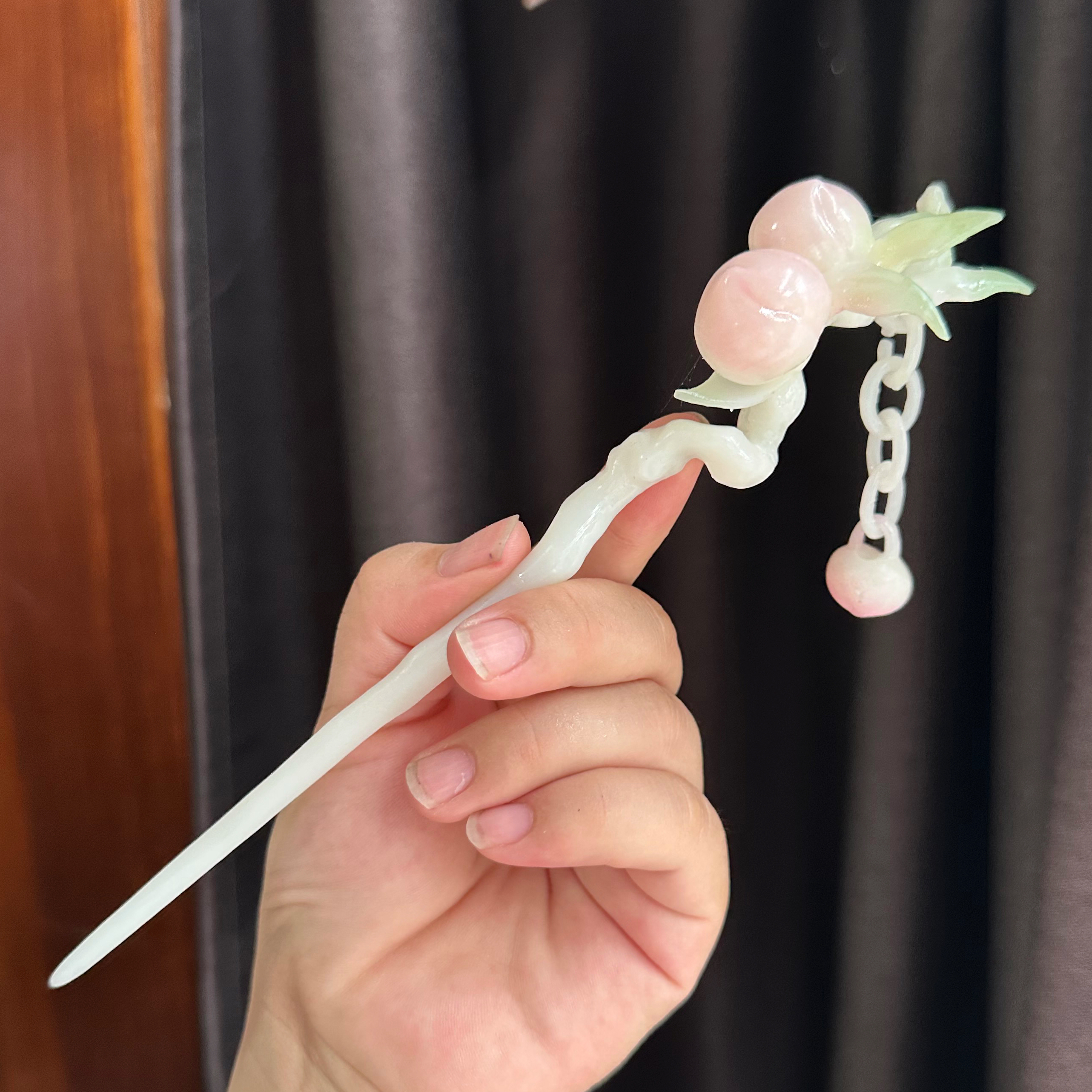大萌制 仙桃簪 桃子盘发发簪古风汉服头饰 中式旗袍发饰 3d打印
