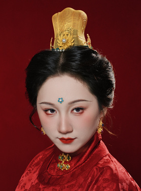 【大萌制】明制新品发饰 仿明代金丝发罩发冠 3d打印款金丝狄髻