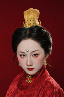 【大萌制】明制新品发饰 仿明代金丝发罩发冠 3d打印款金丝狄髻