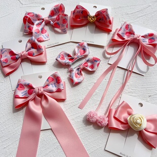 儿童发饰蝴蝶结飘带发夹女童头饰公主发卡顶夹头花发饰宝宝发饰品