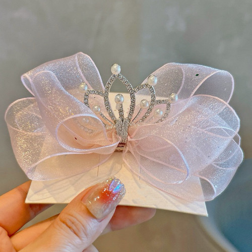 儿童发夹甜美女童蝴蝶结公主皇冠头饰小女孩宝宝顶夹可爱超仙发卡