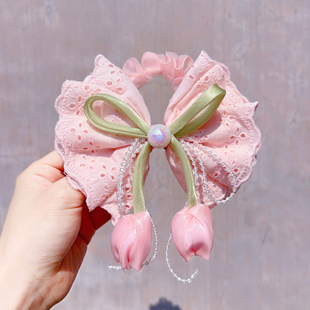 儿童蝴蝶结扎马尾大肠圈女童发绳郁金香小女孩发圈头绳珍珠头饰品