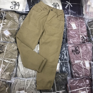 通勤萝卜裤 韩版 阿布壹社纯色弹力纯棉8157春秋松紧腰高腰显瘦垮裤