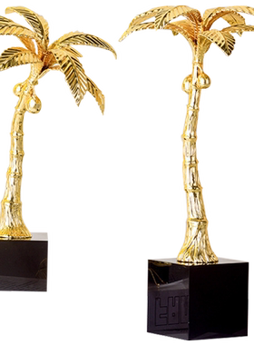 椰子树新中式轻奢客厅酒柜摆件