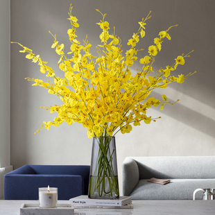 仿真跳舞兰轻奢摆设餐桌客厅花束装饰迎春假花电视玄关柜摆件绢花