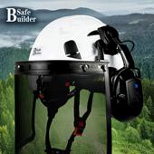 美国SAFEBUILDER伐木工作电锯作业防护面屏安全帽智能蓝牙耳罩