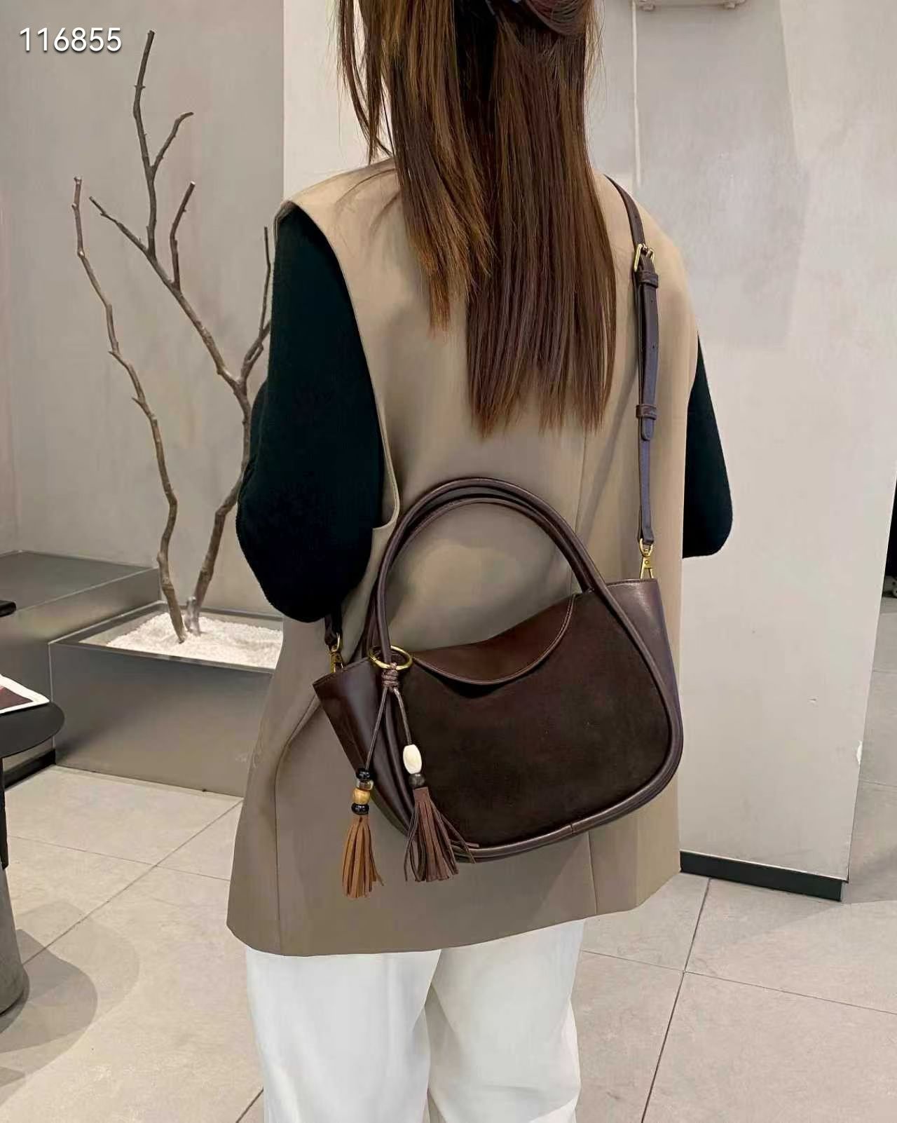 复古小众设计撞色拼接元宝包手提包2025新时尚百搭通勤单肩斜挎包