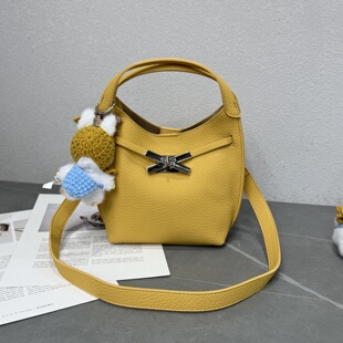 小众轻奢质感简约风荔枝纹菜篮子手提包2026新款锁扣单肩斜挎包女