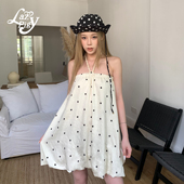 ALazyPig波点挂脖波点连衣裙夏季 新品 抹胸裙甜辣少女显瘦蛋糕裙