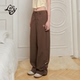 女夏季 新品 美式 ALazyPig纯色抽绳长裤 百搭简约休闲绣花阔腿裤