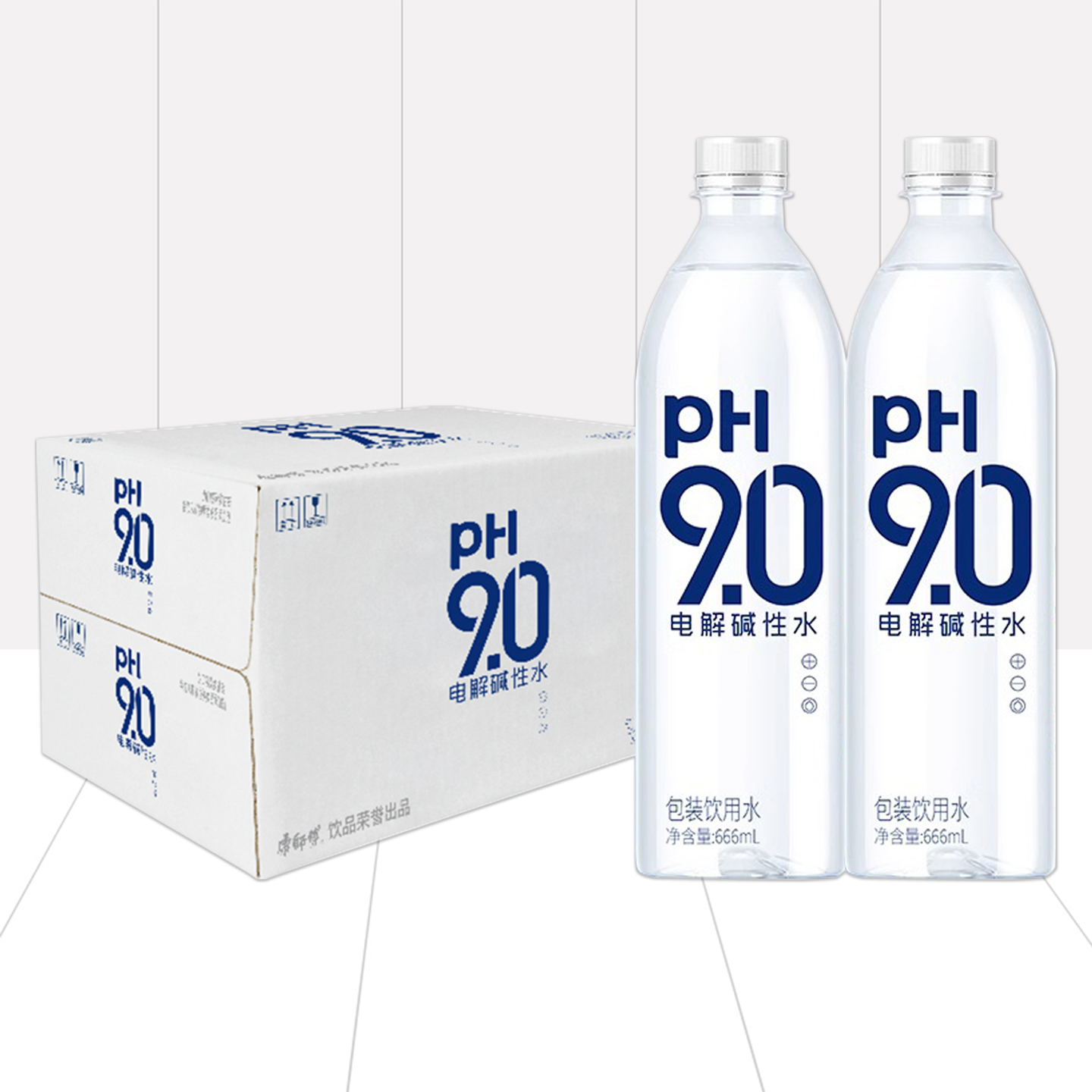 康师傅9.0电解碱性水666ml*15瓶整箱装包装饮用水新品上市