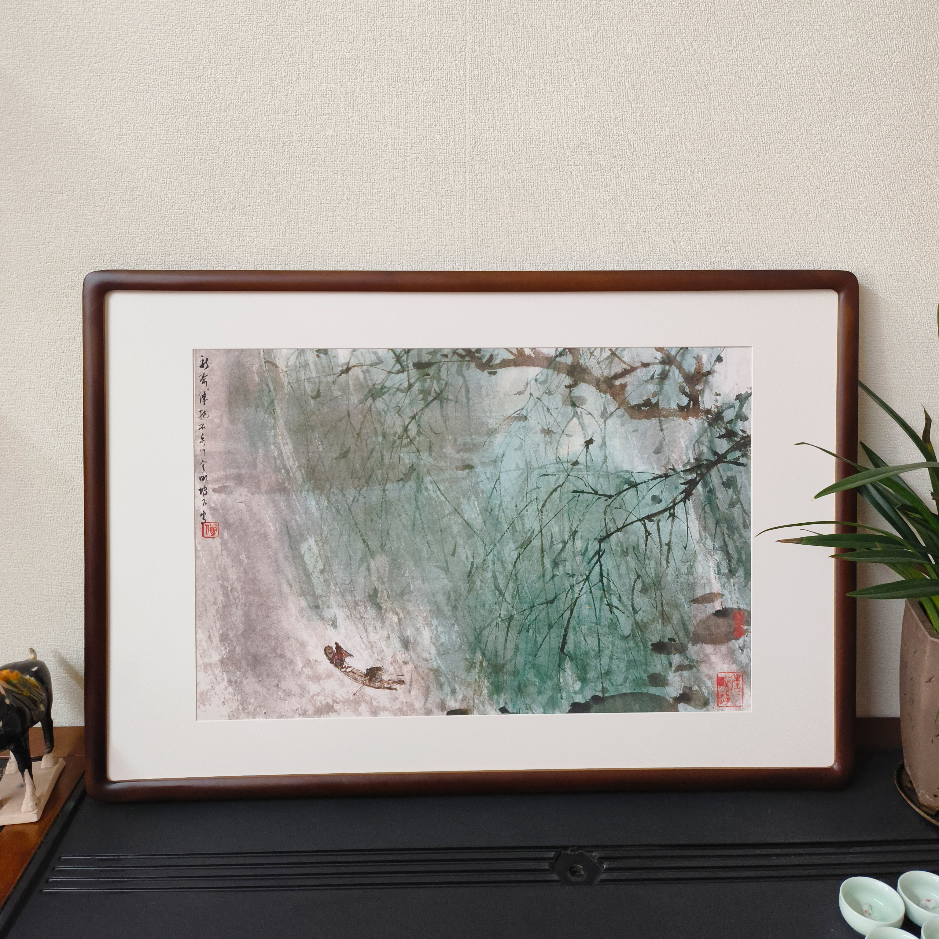 傅抱石风雨归舟图新中式山水画