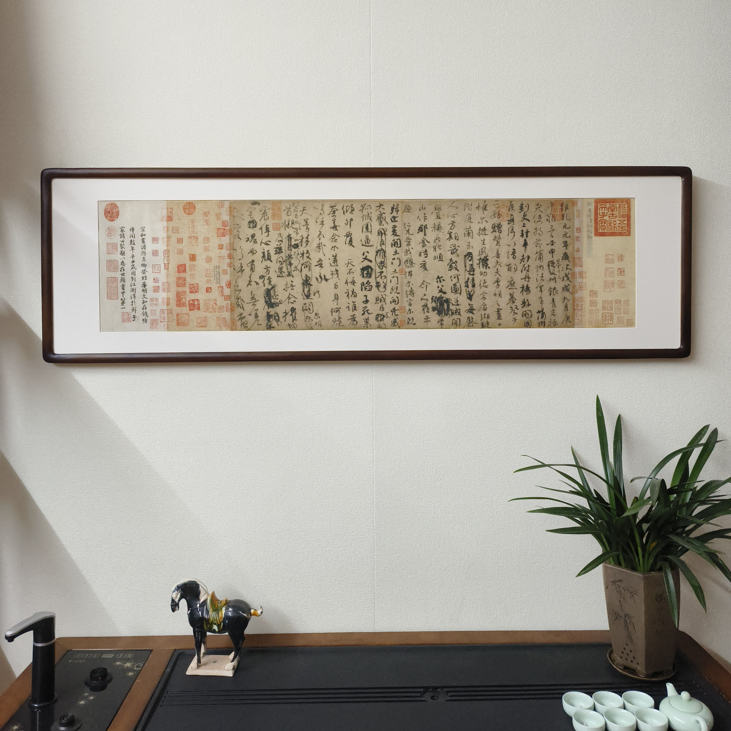 颜真卿祭侄文稿书法挂画已装裱有框新中式装饰画书房茶室复古字画