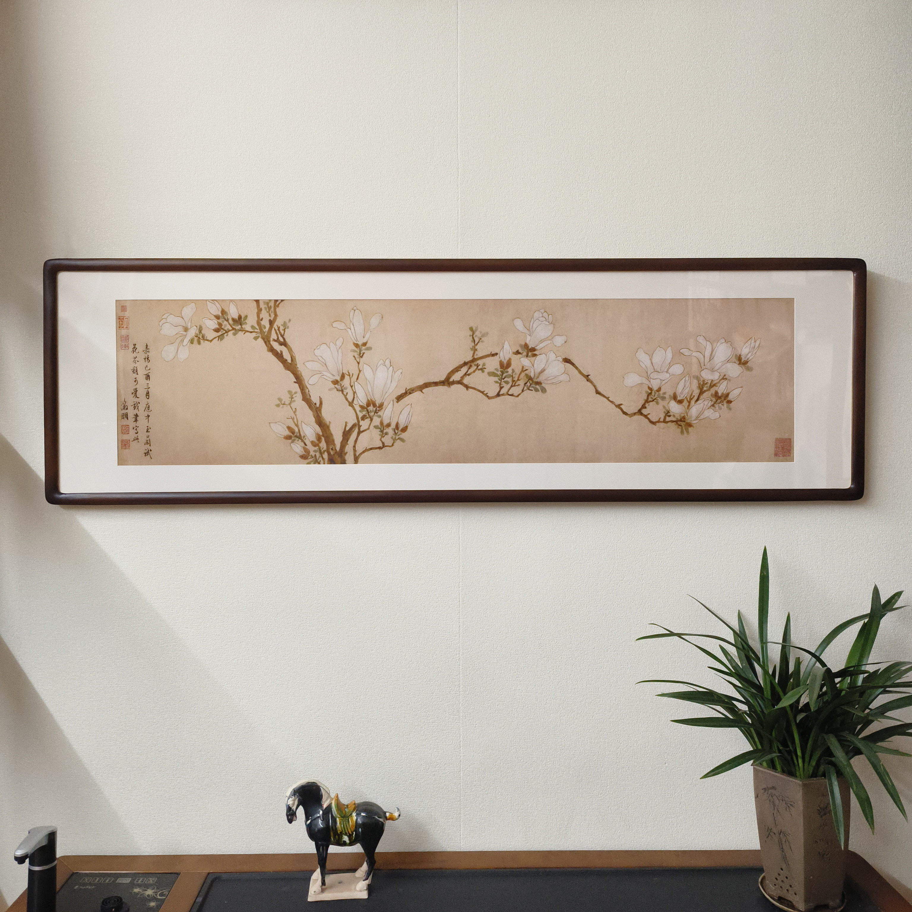 文征明白玉兰国画花鸟画新中式客厅背景墙装饰画民宿酒店床头挂画