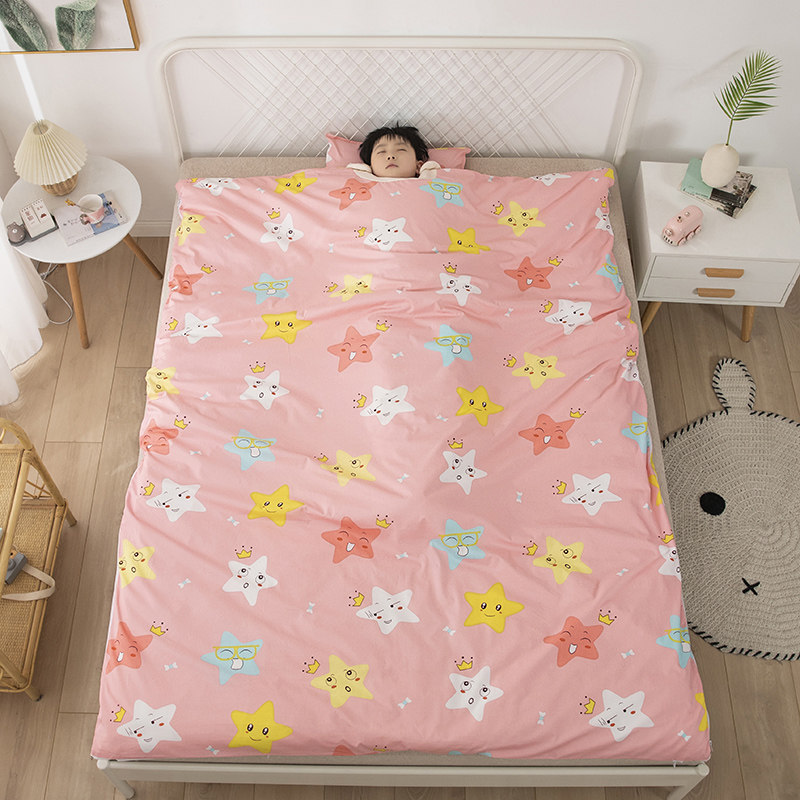 幼儿园专用纯棉防踢被中大童儿童小星星睡袋小孩睡觉防蹬被子神器