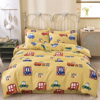 儿童男孩男童单品纯棉被套单件小汽车火车卡通全棉单独被罩床品黄