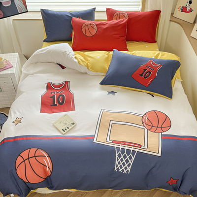 儿童男孩纯棉篮球卡通全棉被套单件床上用品四件套青少年被罩单独