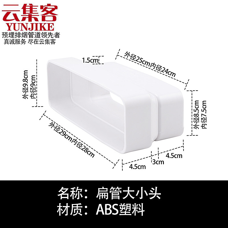 大口径加厚厨房集成灶烟管扁烟管抽油烟机排烟管道预埋方形排烟管图片