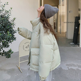 立领面包服羽绒服女冬新款学院风洋气宽松加厚减龄白鸭绒短款外套，女装棉衣/棉服，2C282