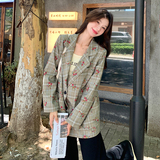 印花格纹小西装外套2C282-836P125K178，女装西装，2C282