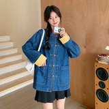 新中式盘扣牛仔拼接上衣2C282-810P145K198，女装短外套，2C282