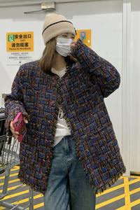 现货法式复古小香风流苏粗花呢外套女夹棉加厚2C282-6638P175K258图片