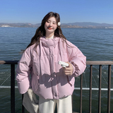 温柔风紫色短款羽绒服女冬季新款小个子白鸭绒学院风面包服甜美，女装羽绒服，2C282