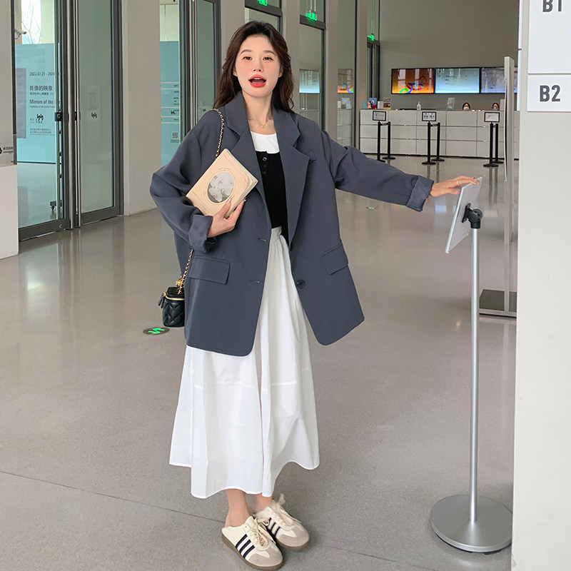 炸街长款百搭休闲常规口袋街头风小个子长袖西装纽扣春秋气质网红,女装西装,2C282