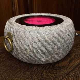 石雕茶炉石臼煮茶炉石头炉子老石臼电茶炉温茶炉煮茶电陶炉茶器