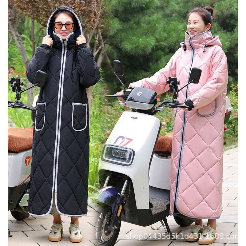 电动车挡风衣冬季加绒加厚防水防寒骑车保暖挡风被女电瓶车防风衣