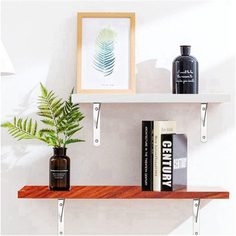 不锈钢三角支架墙上壁挂一字型隔板置物架收纳架简约实木木板托架