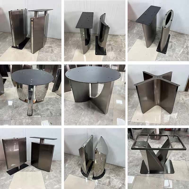 厂家直销轻奢岩板大理石餐桌脚茶几底座不锈钢桌腿铁艺支架桌子腿