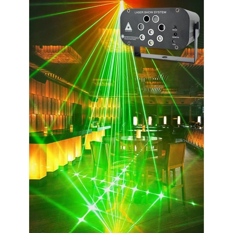 8孔128图案激光灯ktv酒吧声控舞台灯disco蹦迪夜灯镭射彩灯氛围灯