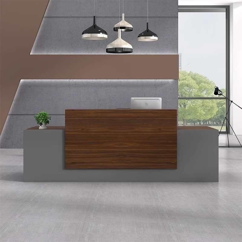 厂家直供公司行政前台接待时尚收银漆非服务台迎宾板式烤办公桌桌