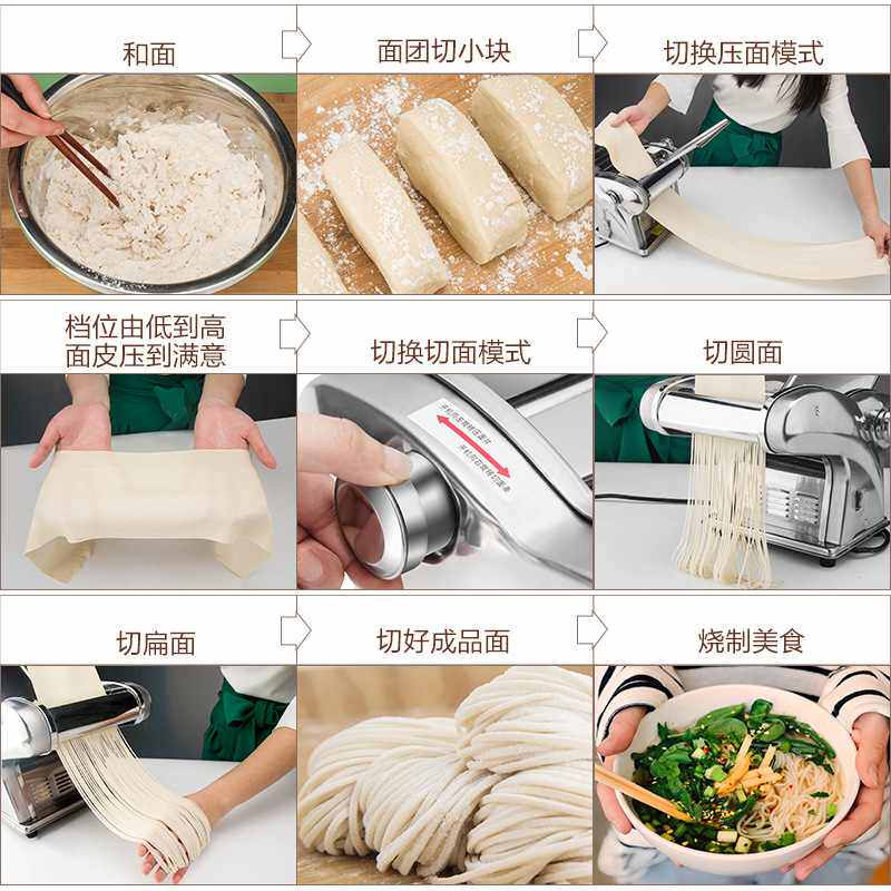 俊厨四刀压面机家用电动全自动小型不锈钢商用擀面饺子皮多功能面,厨房/烹饪用具,面条机/压面机,淘宝优惠券,粉丝福利购,淘宝优惠卷