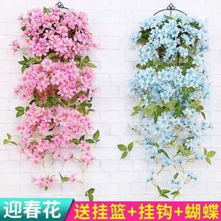 仿真迎春花壁挂客厅墙面假花装饰室内吊兰花藤垂吊藤条绿植物藤蔓