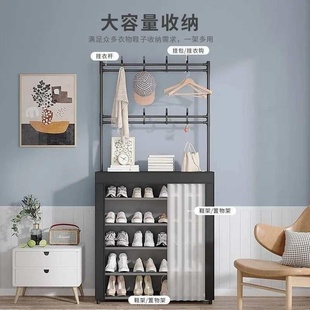 简易衣帽架落地一体式鞋帽架大容量多层家用防尘鞋架收纳置物架
