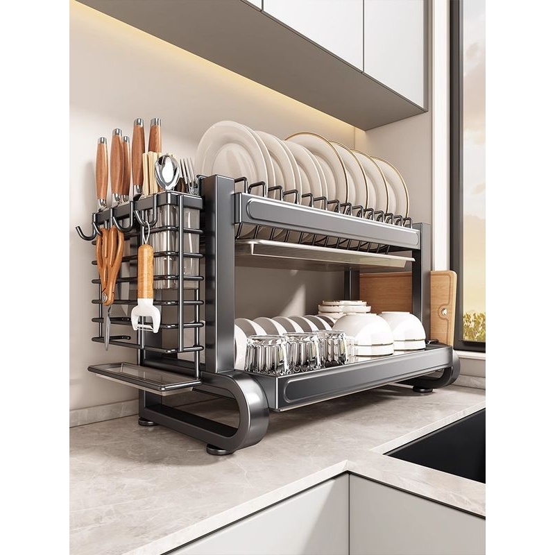 优勤不锈钢碗碟收纳架沥水架厨房置物架碗架放碗筷柜碗盘304家用