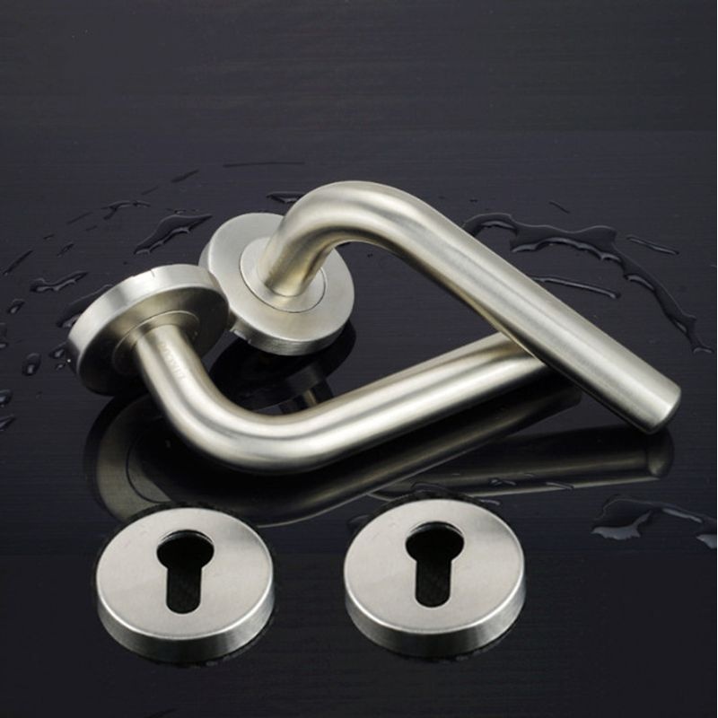 不锈钢防火门锁把手单弯分体锁把手通道门把手木门金属门拉手