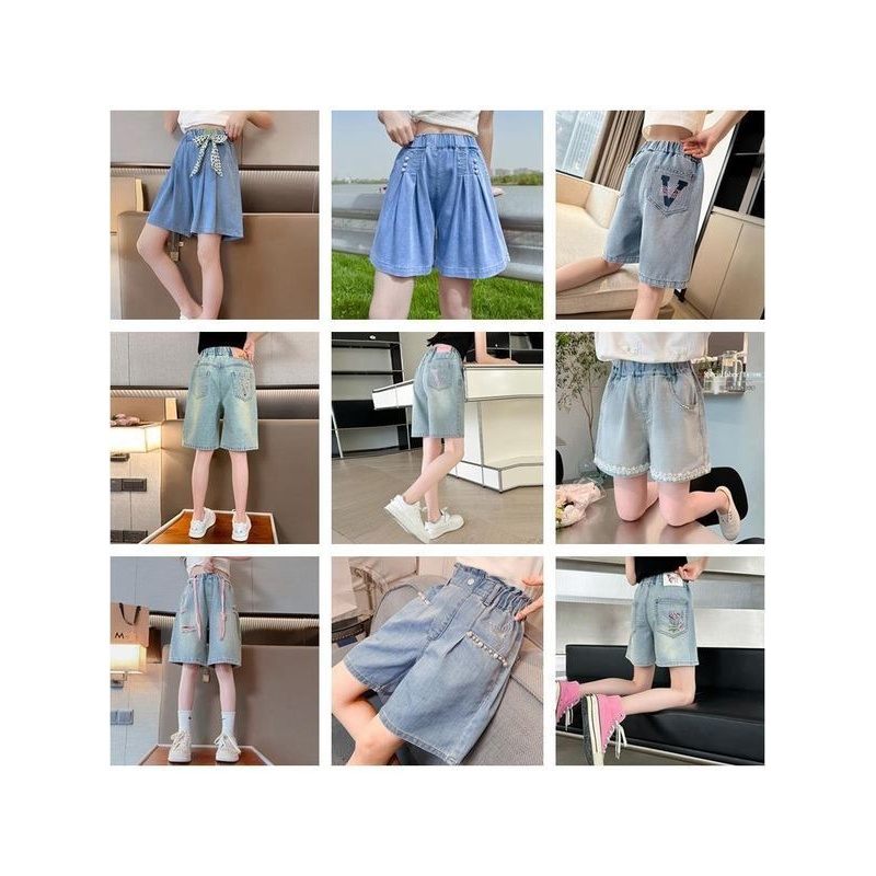 女童牛仔短裤夏季薄款2025新款儿童五分裤中大童夏装中裤外穿裤子