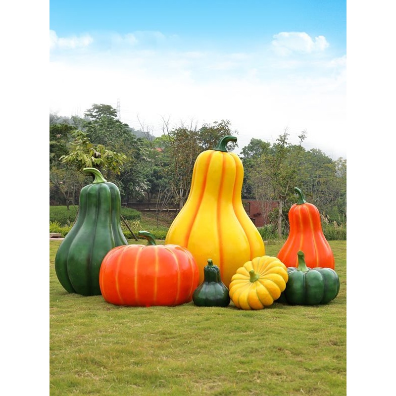 户外仿真大南瓜摆件花园造景布置玻璃钢雕塑模型道具园林景观装饰