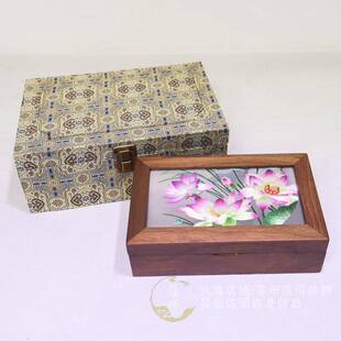 苏州手工双面绣首饰盒苏绣中国风实木珠宝收纳盒送朋友结婚礼物